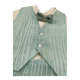Pontoporponto Completo 4 Pezzi Camicia-Bermuda-Gilet-Papillon per Neonato 6120 BIANCO/VERDE ACQUA PONTOPORPONTO 