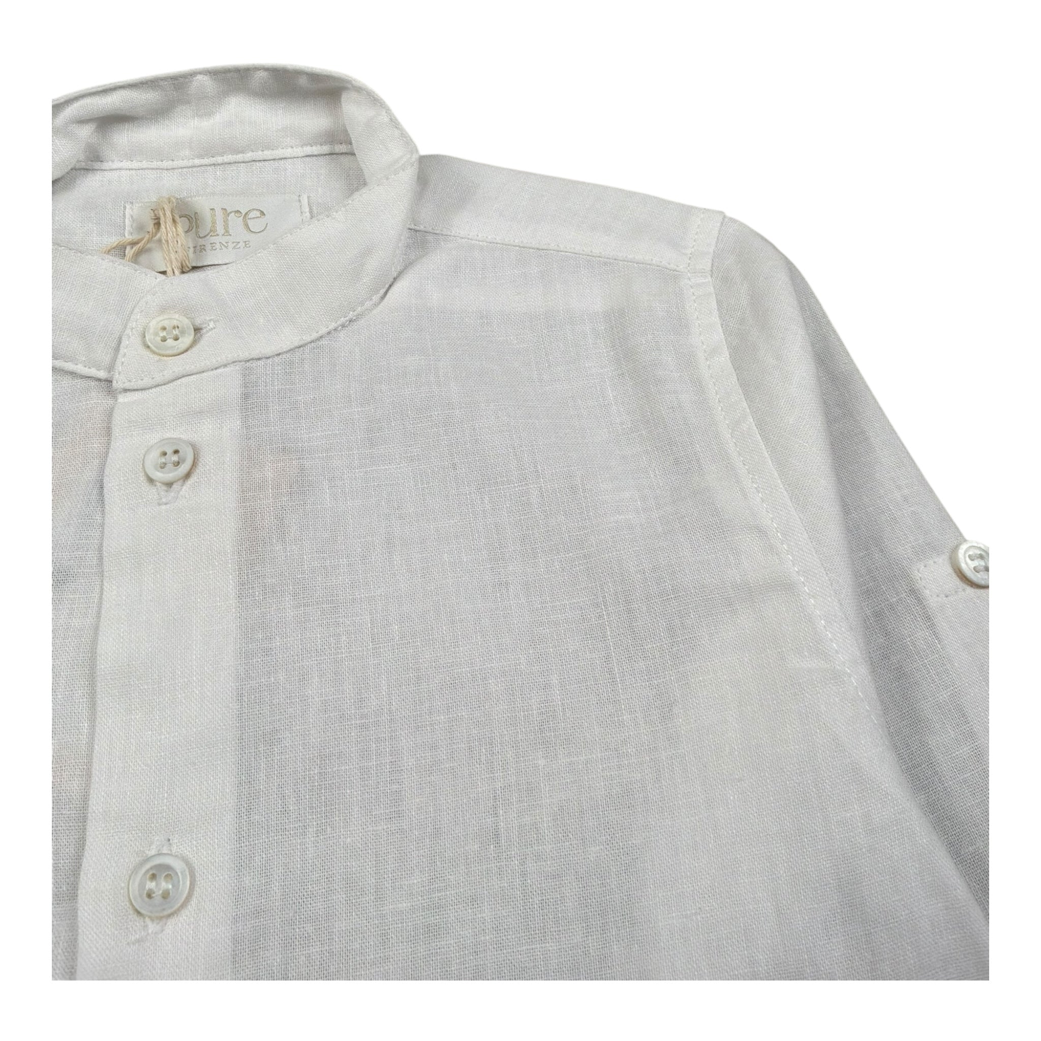 Pure Firenze Camicia Manica Lunga Collo Coreano Tinta Unita per Neonato PC03176 BIANCO PURE FIRENZE 