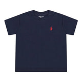 Ralph Lauren T-Shirt Girocollo Tinta Unita con Ricami per Neonato 320832904035 BLU RALPH LAUREN 