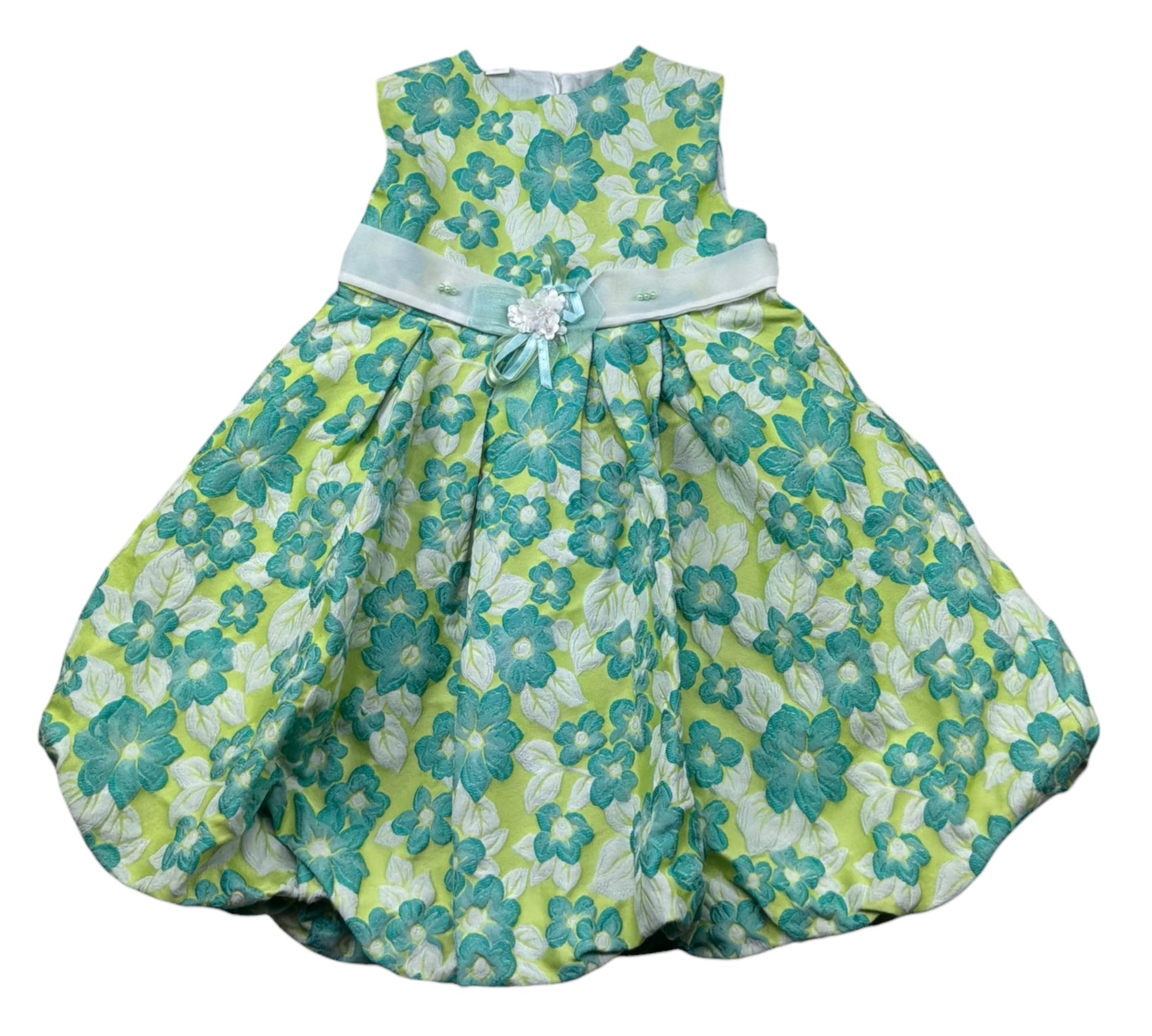 Safer Baby Abito Giromanica Tinta Unita con Ricami per Bambina 2163 VERDE SAFER BABY 