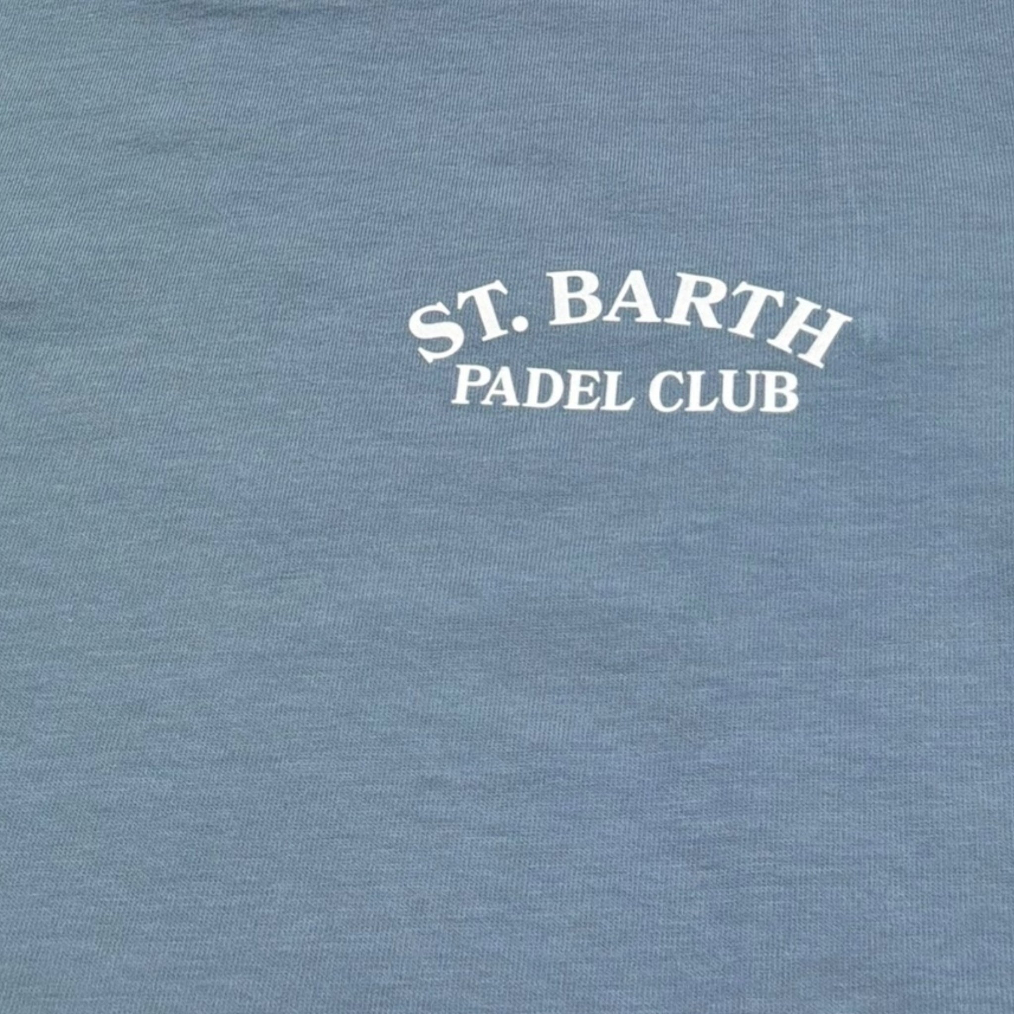 Saint Barth T-Shirt Girocollo Tinta Unita con Stampa per Bambino 00386L AZZURRO SAINT BARTH 