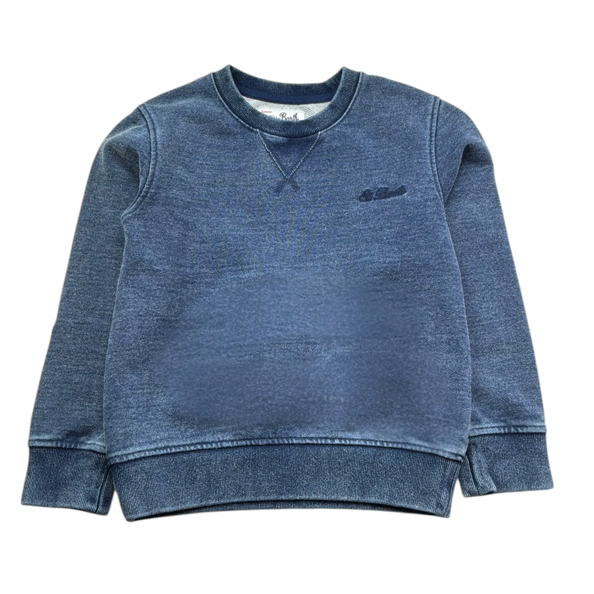 Saint Barth Felpa Girocollo Tinta Unita con Logo per Bambino 00490LL BLU SAINT BARTH 