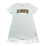 Saint Barth Abito Mezza Manica Tinta Unita con Frange per Bambina ABBEY1 BIANCO SAINT BARTH 