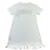 Saint Barth Abito Mezza Manica Tinta Unita con Frange per Bambina ABBEY1 BIANCO SAINT BARTH 
