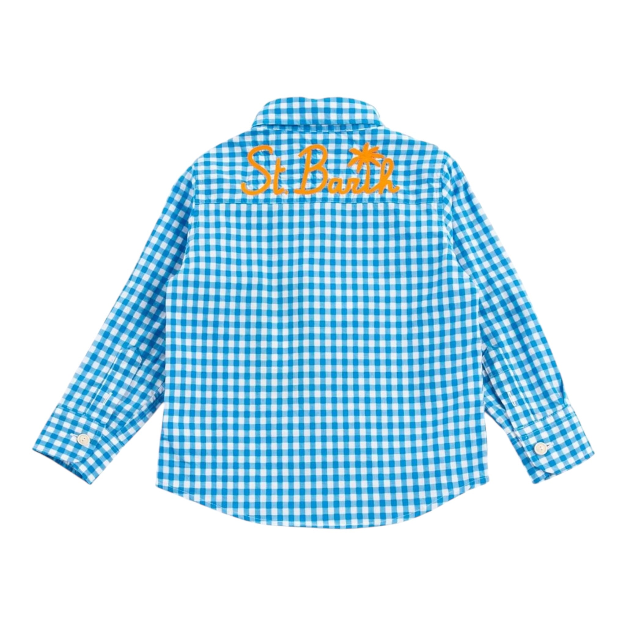 Saint Barth Camicia Manica Lunga Fantasia Quadri per Bambino AGNESEM AZZURRO SAINT BARTH 