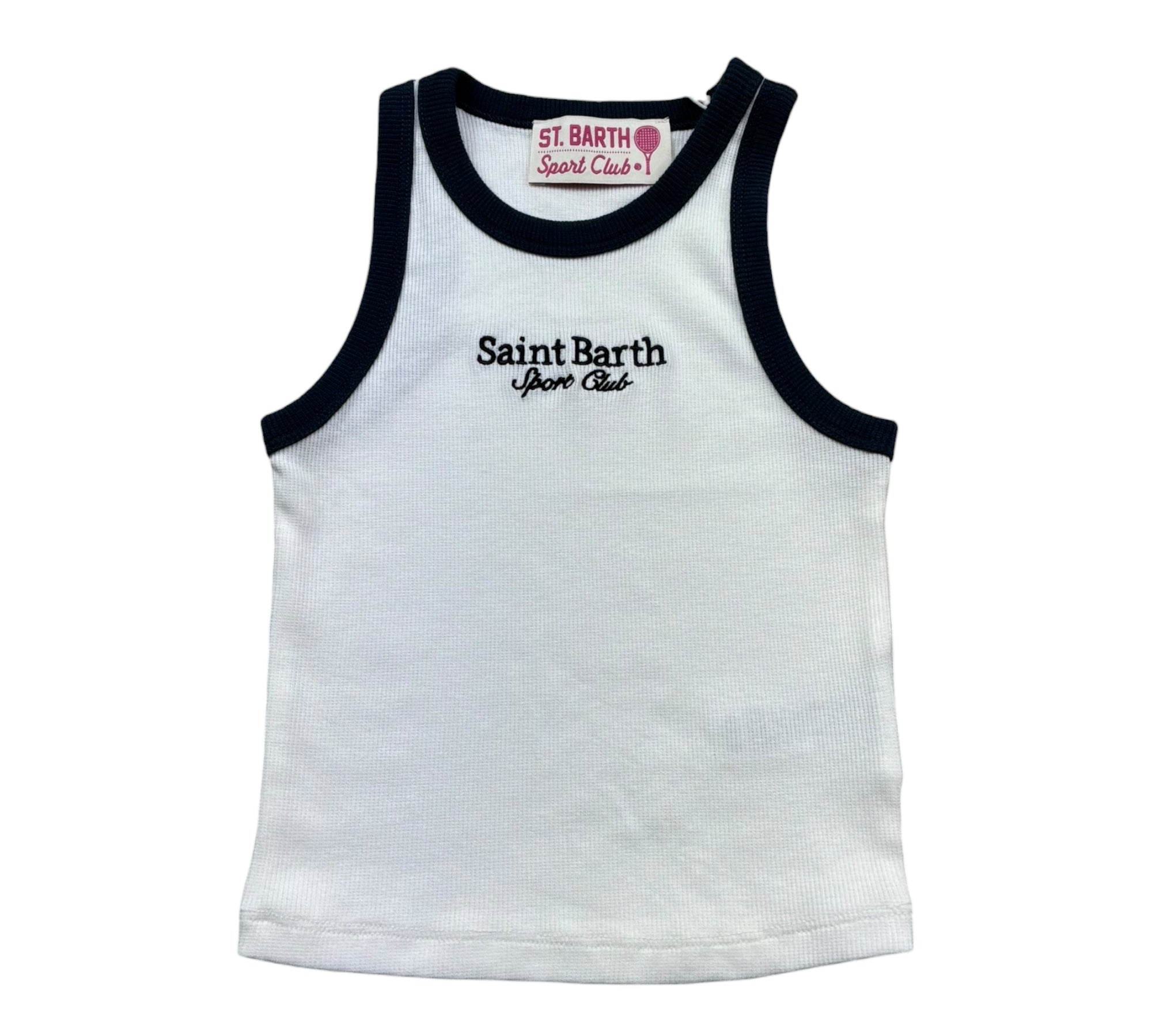 Saint Barth Canotta Tinta Unita con Stampa per Bambina BLUE BIANCO SAINT BARTH 