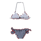 Saint Barth Costume 2 Pezzi Triangolo-Slip Tinta Unita Fantasia A Quadrettini per Bambina CEIS001 BIANCO/BLU SAINT BARTH 