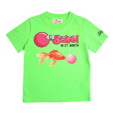 Saint Barth T-Shirt Girocollo Tinta Unita con Stampa In Contrasto per Bambino GOLDFISH VERDE FLUO SAINT BARTH 