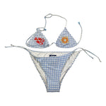 Saint Barth Costume 2 Pezzi Triangolo-Slip Bicolore per Bambina HOL0001 BIANCO/AZZURRO SAINT BARTH 