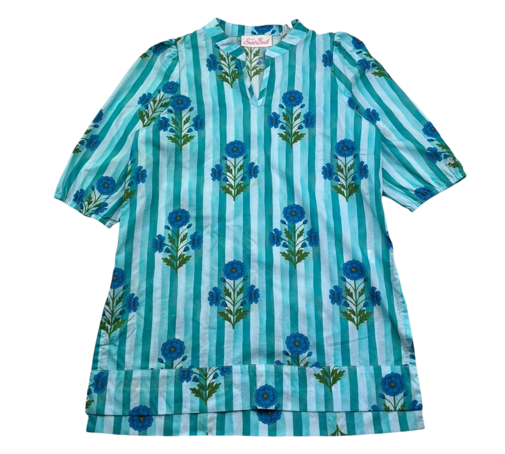 Saint Barth Abito Mezza Manica Stampa Fantasia Floreale per Bambina JUMEIRA VERDE SAINT BARTH 