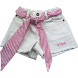 Saint Barth Short Tinta Unita con Cinturino per Bambina KIKOJR BIANCO SAINT BARTH 