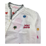 Saint Barth Camicia Manica Lunga Tinta Unita con Ricami per Bambina LIO0002 BIANCO SAINT BARTH 