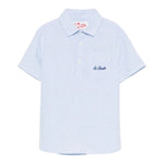 Saint Barth Camicia Mezza Manica Fantasia A Righe per Bambino MDR001 BLU SAINT BARTH 