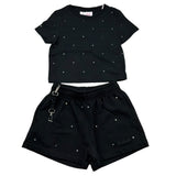 Saint Barth Completo 2 Pezzi T-Shirt-Short Tinta Unita per Bambina NIVES NERO SAINT BARTH 