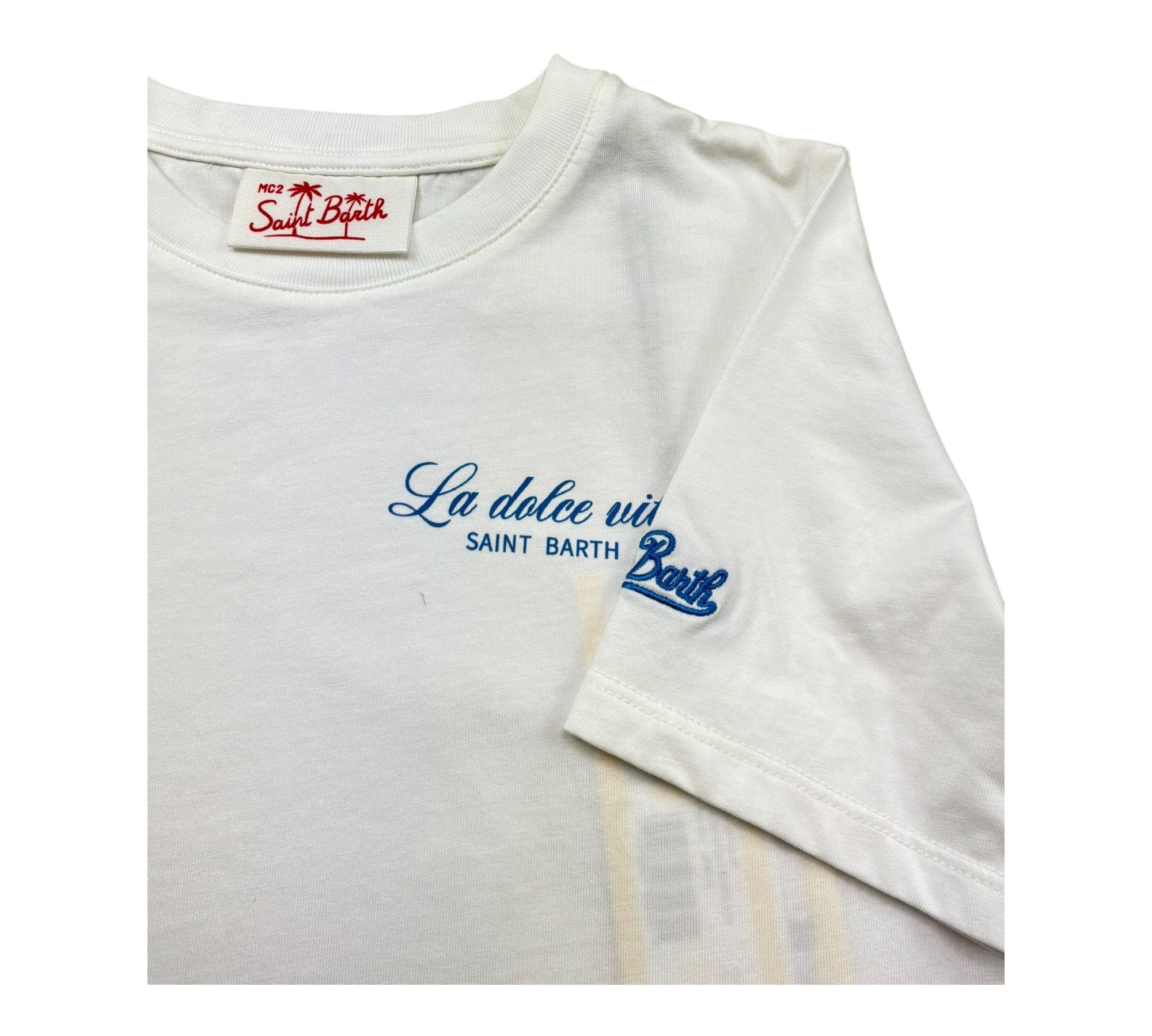 Saint Barth T-Shirt Girocollo Tinta Unita con Stampa per Bambino PORTLANDJR BIANCO SAINT BARTH 