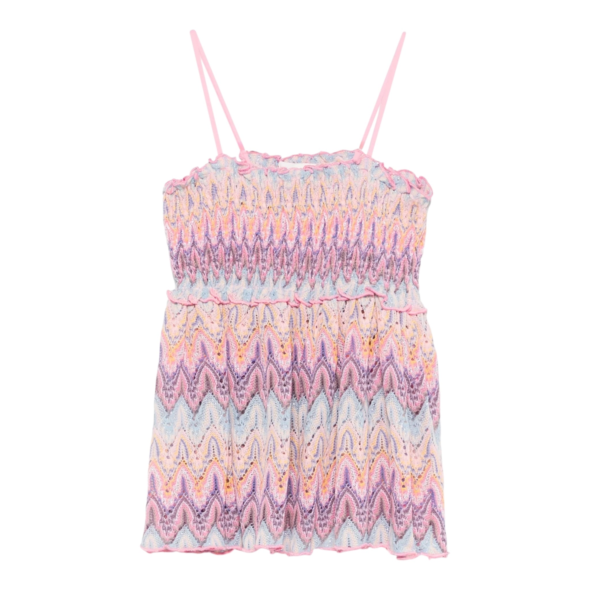 Saint Barth Top Bretelline Stampa Fantasia Traforato per Bambina RACHELT ROSA SAINT BARTH 