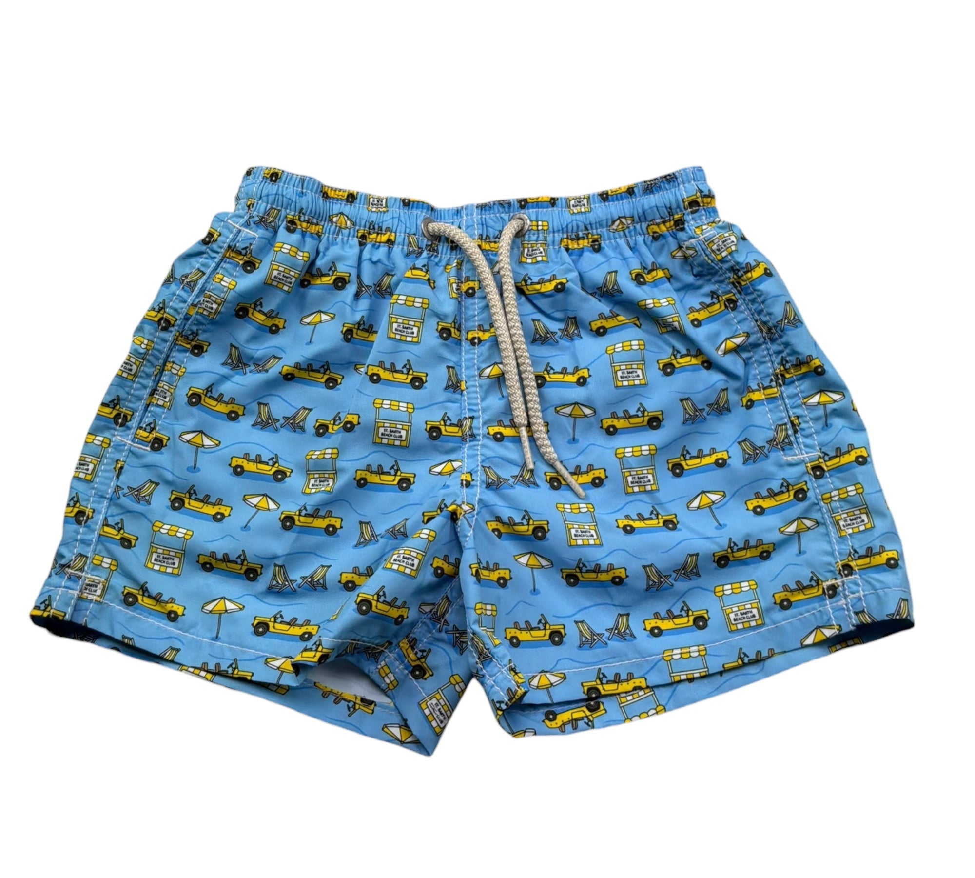 Saint Barth Costume Tinta Unita con Stampe Macchine per Bambino ROAD AZZURRO SAINT BARTH 