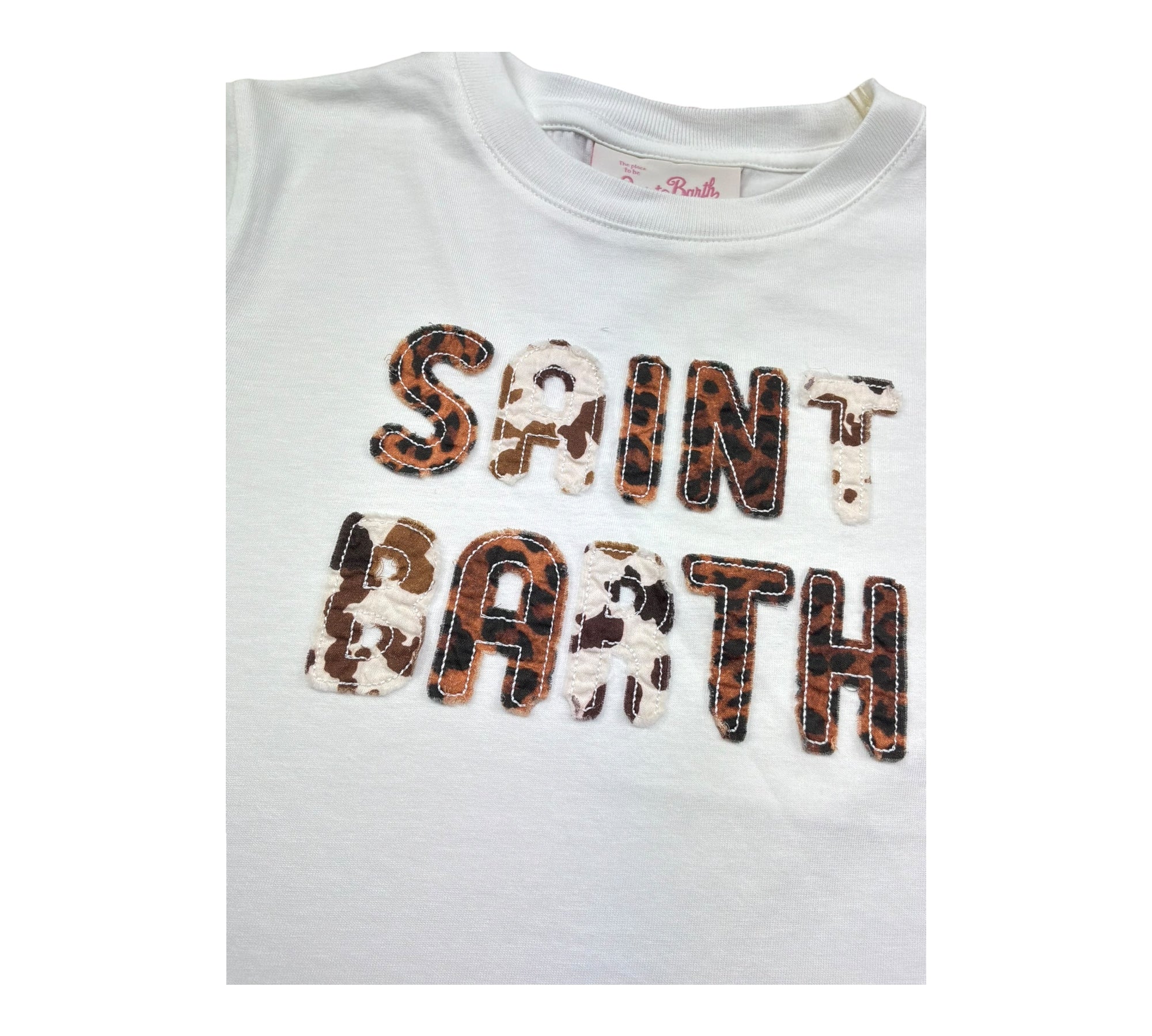 Saint Barth T-Shirt Girocollo Tinta Unita con Stampa per Bambina SB01N BIANCO SAINT BARTH 