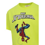 Saint Barth T-Shirt Girocollo Tinta Unita con Stampa Spiderman per Bambino SPIDERMAN GIALLO FLUO SAINT BARTH 