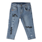 Sarabanda Jeans tinta unita con Stampa Azzurro per Bambino 0B032 AZZURRO SARABANDA 