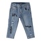 Sarabanda Jeans tinta unita con Stampa Azzurro per Bambino 0B032 AZZURRO SARABANDA 