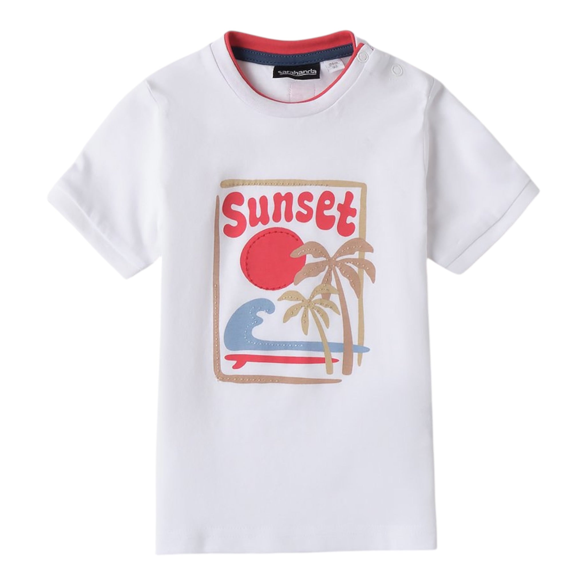 Sarabanda T-Shirt Tinta Unita con Stampa per Neonato 0B144XN BIANCO SARABANDA 