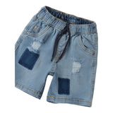 Sarabanda Bermuda In Denim Tinta Unita con Elastico In Vita per Neonato 0B153 AZZURRO SARABANDA 