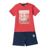 Sarabanda Completo 2 Pezzi T-Shirt-Bermuda Bicolore per Neonato 0B163N BIANCO/ROSSO SARABANDA 