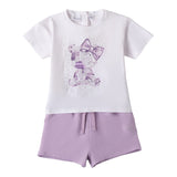Sarabanda Completo 2 Pezzi T-Shirt-Short per Neonata 0B255XN BIANCO/LILLA SARABANDA 
