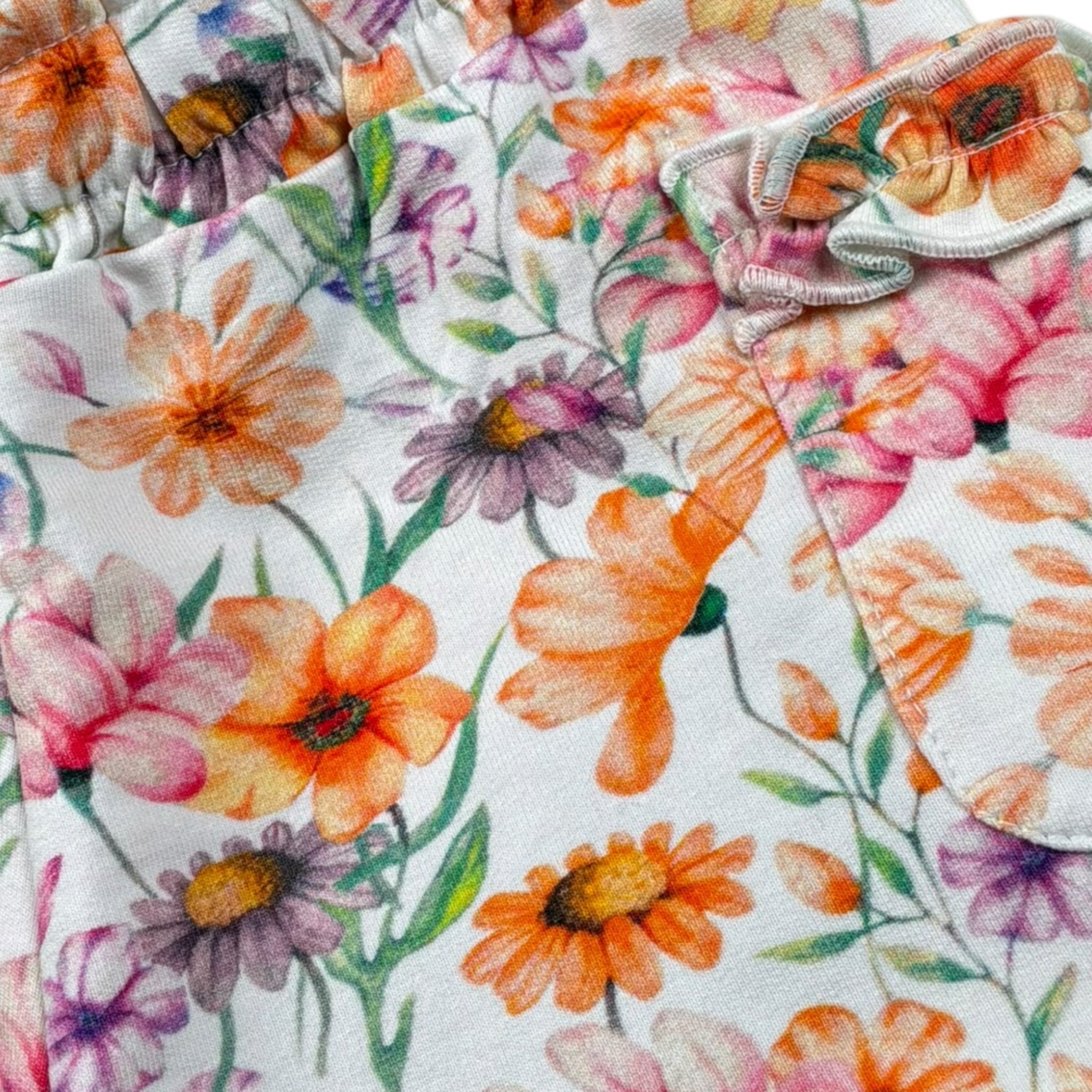 Sarabanda Short Tinta Unita con Fantasia Fiori per Neonata 0B329 BIANCO SARABANDA 
