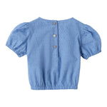 Sarabanda Top Tinta Unita Traforato per Bambina 0B357 AZZURRO SARABANDA 