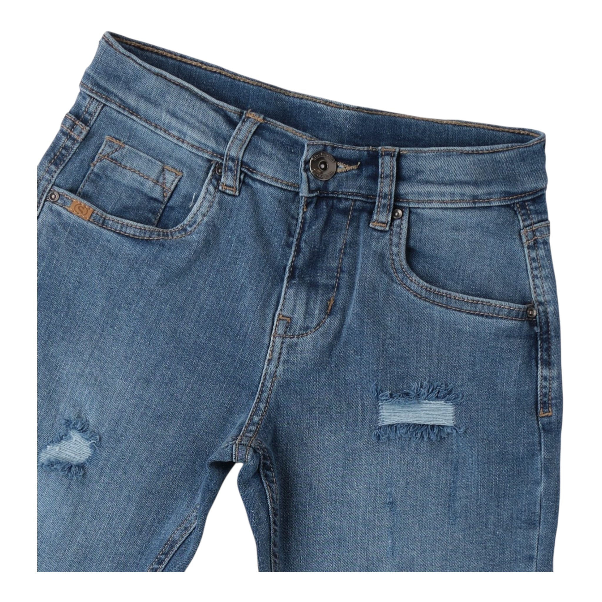 Sarabanda Jeans Tinta Unita con Girovita Regolabile per Bambino 0B633 BLU SARABANDA 
