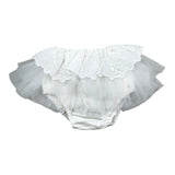 Seerose Completo 2 Pezzi Coulotte Tinta Unita con Tulle-Body per Neonata 362 BIANCO SEEROSE 