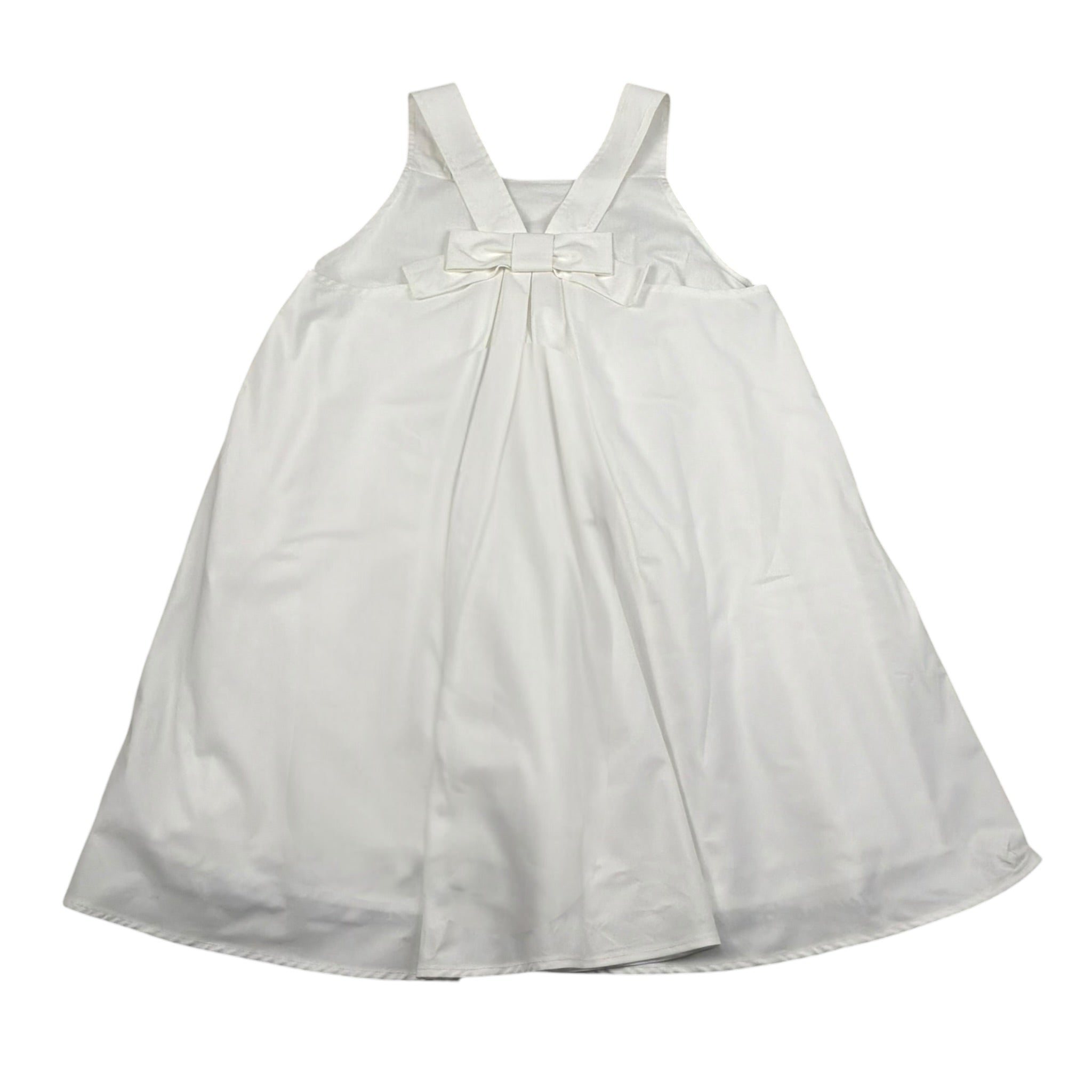 Simonetta Abito Giromanica Tinta Unita con Ricami Logo per Bambina SW1A22P0518 BIANCO SIMONETTA 