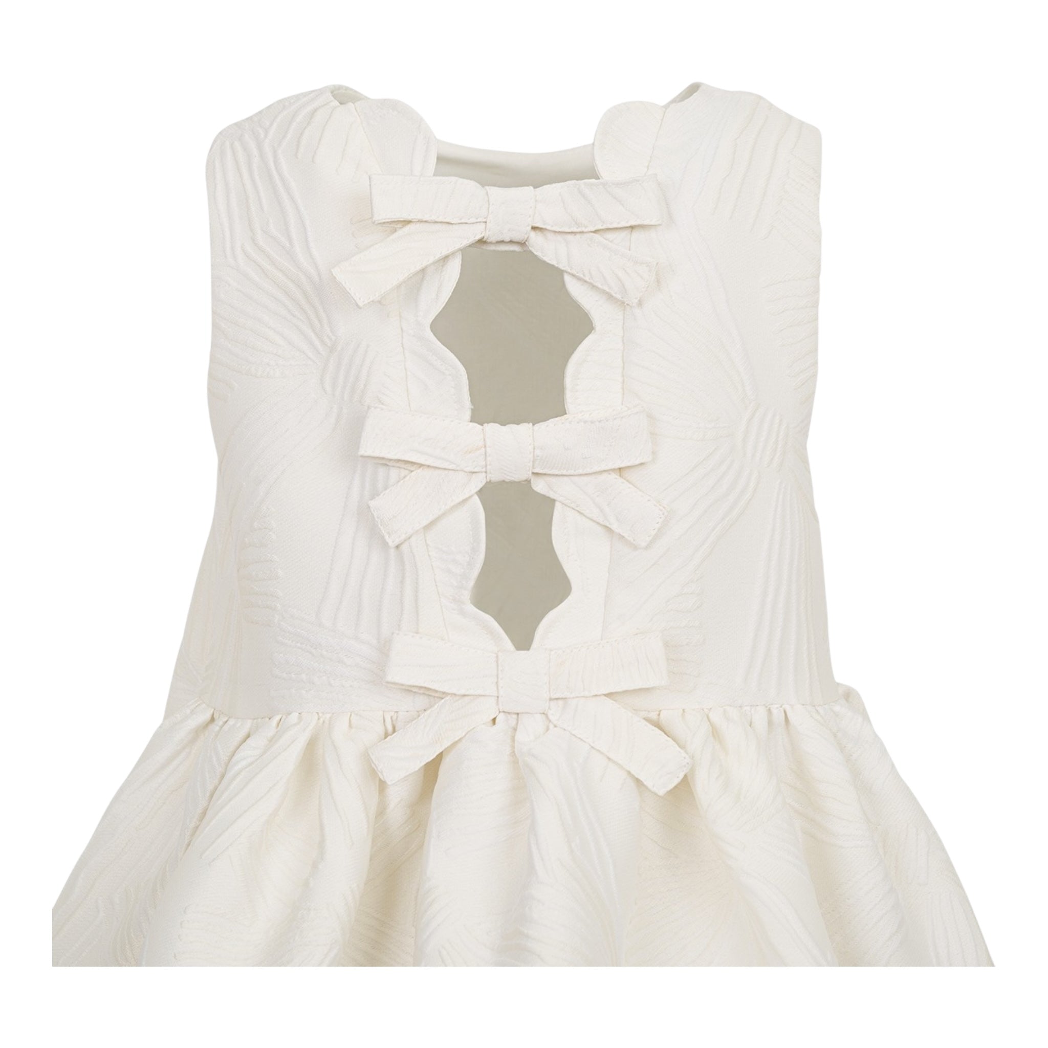 Simonetta Abito Tinta Unita Giromanica con Fiocco per Bambina SW1A82 BIANCO SIMONETTA 