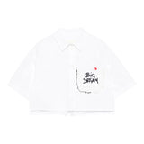 Simonetta Camicia Mezza Manica Tinta Unita con Cuore per Bambina SW5A31 BIANCO SIMONETTA 