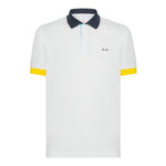 Sun68 Polo Mezza Manica Tinta Unita con Colletto In Contrasto per Bambino A34315 BIANCO SUN68 