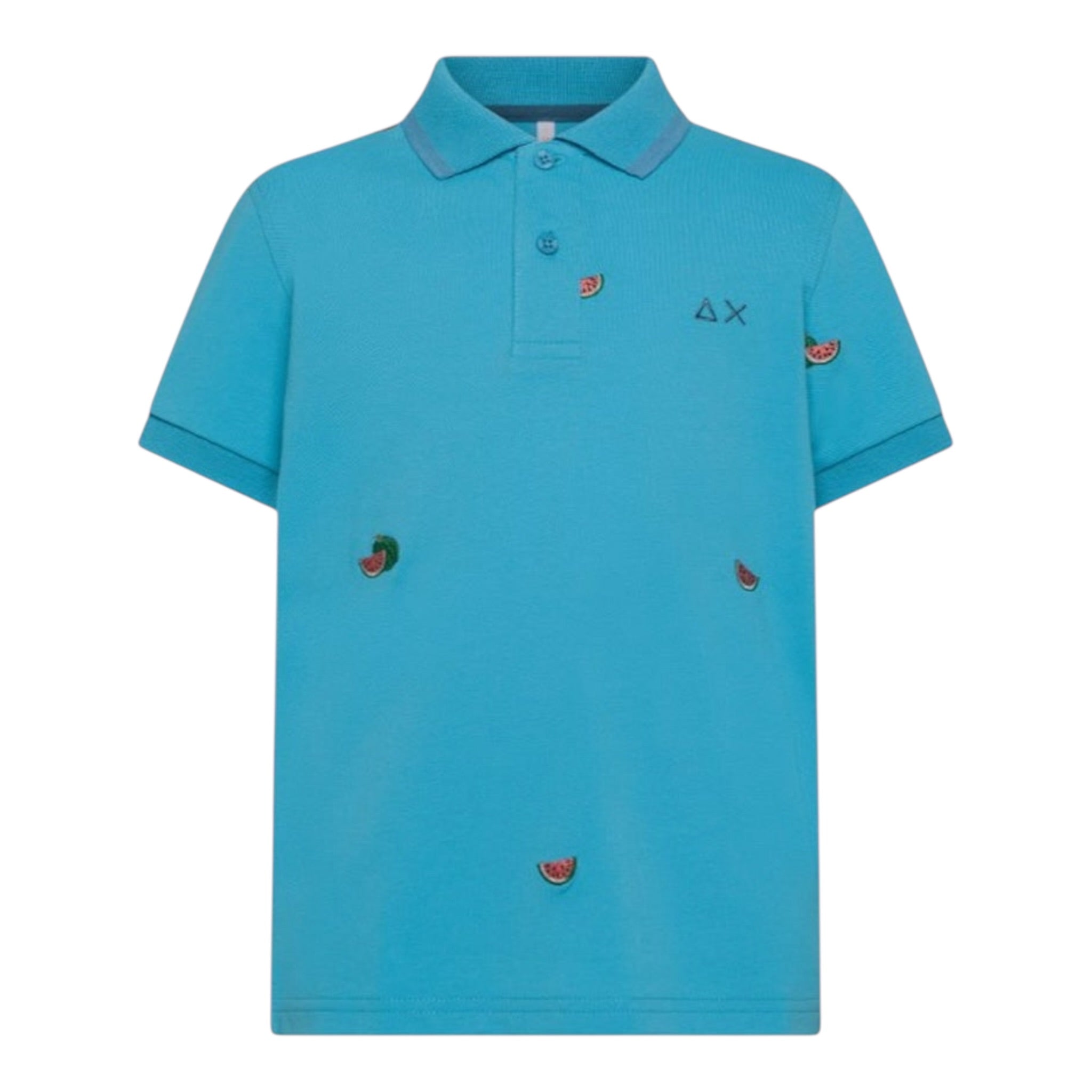 Sun68 Polo Mezza Manica Tinta Unita con Stampa per Bambino A35328X AZZURRO SUN68 