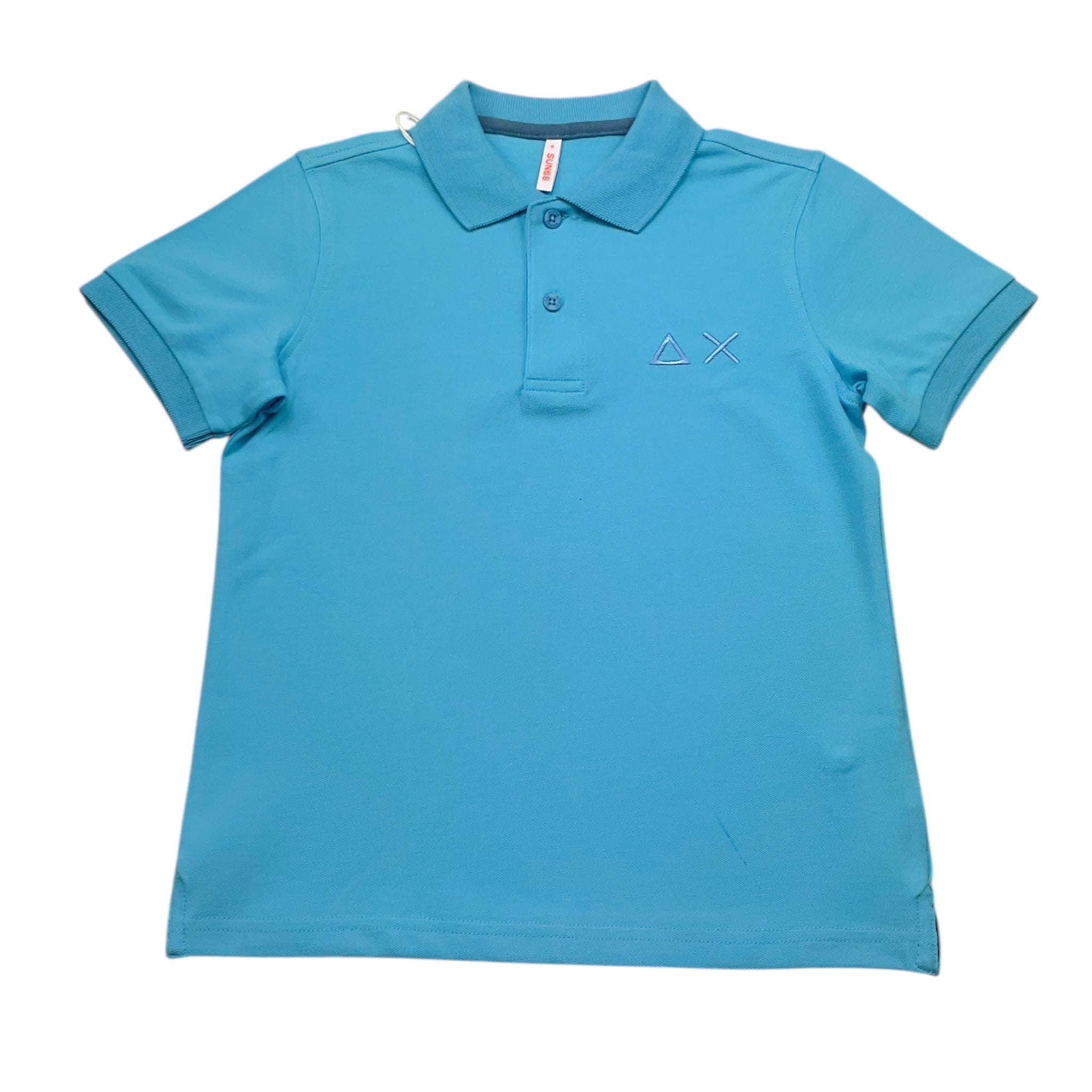 Sun68 Polo Mezza Manica Tinta Unita con Stampa per Bambino CPA35313 AZZURRO SUN68 