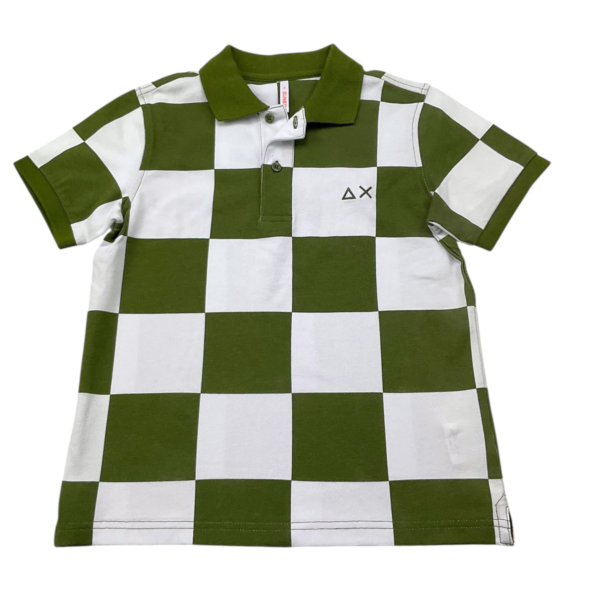 Sun68 Polo Mezza Manica Bicolore con Fantasia per Bambino CPA35329 BIANCO/VERDE SUN68 