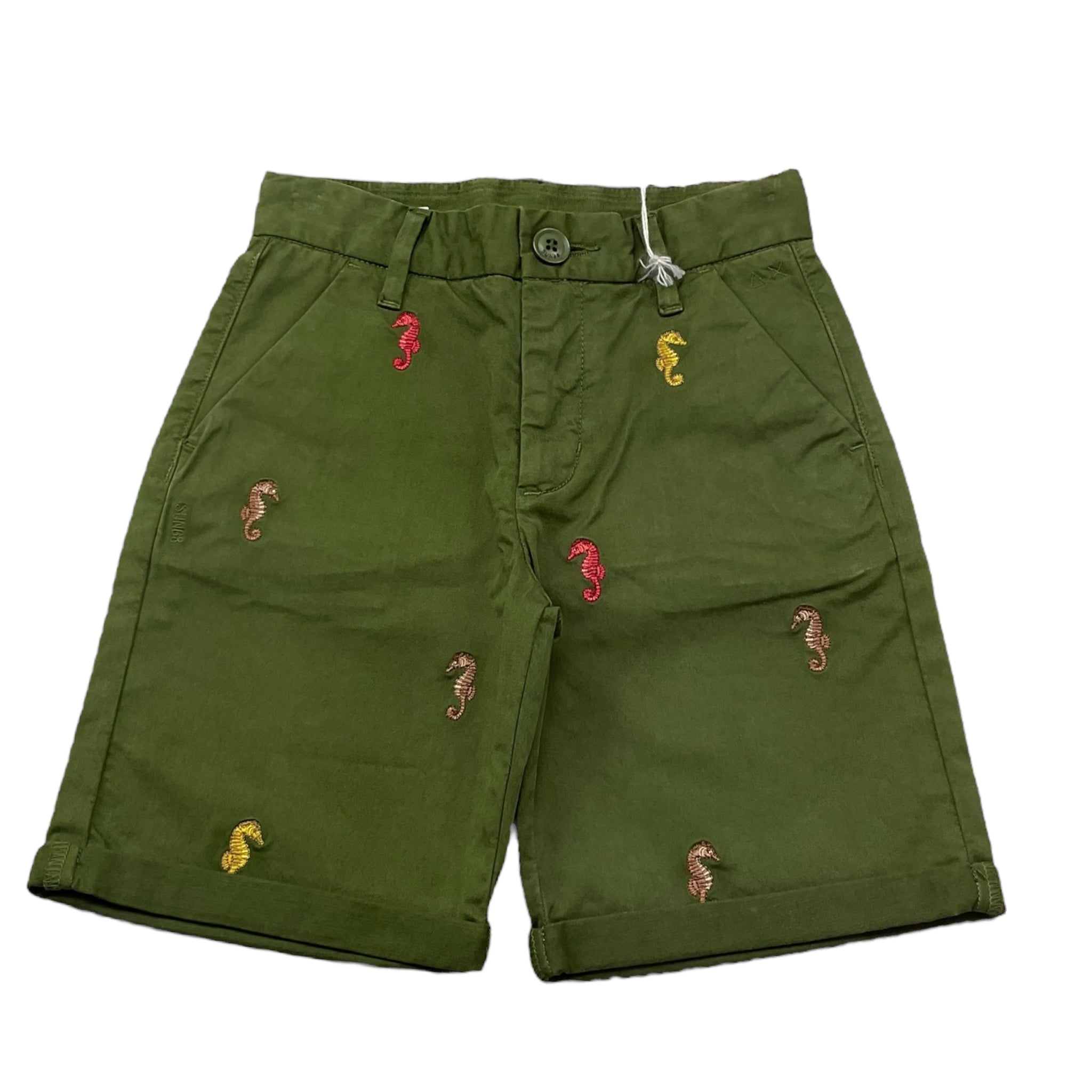Sun68 Camicia Tinta Unita con Fantasia A Righe per Bambino CPB353033 VERDE SUN68 