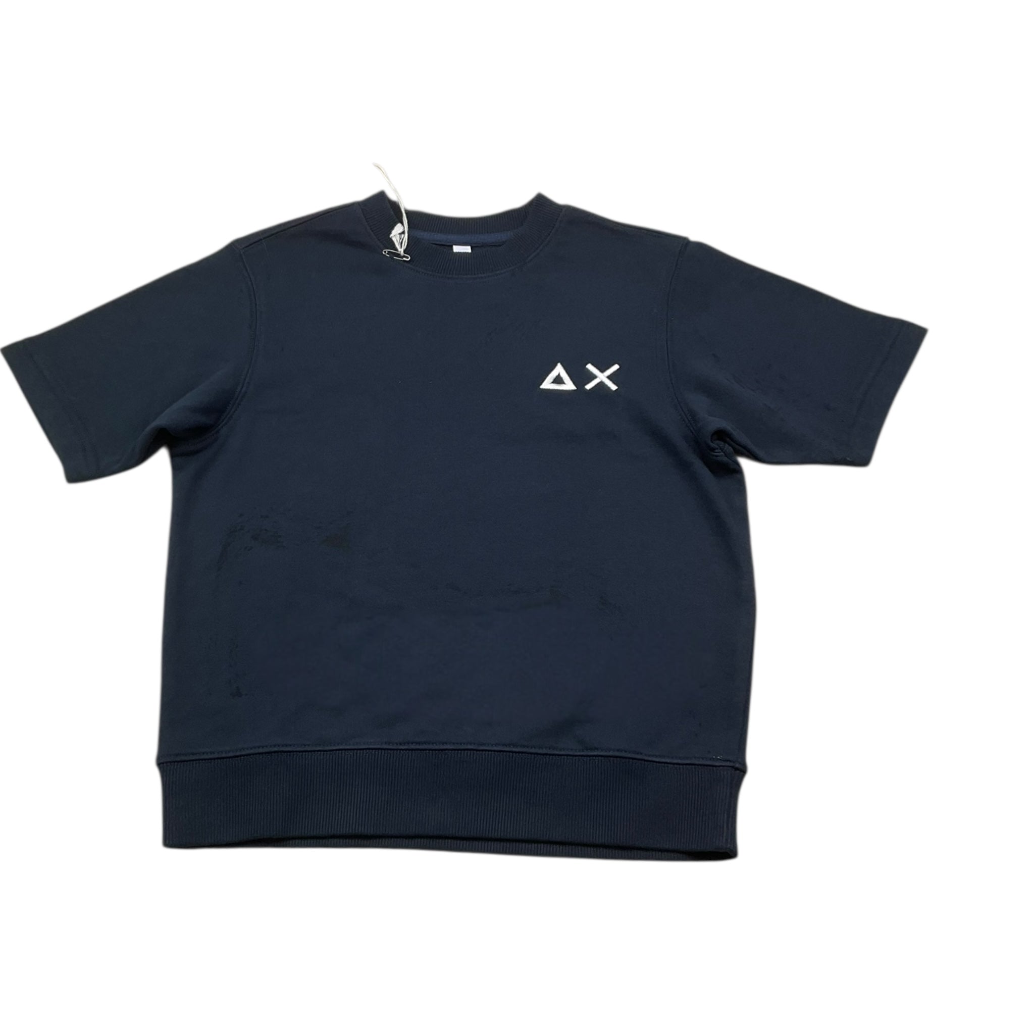 Sun68 T-Shirt Girocollo Tinta Unita con Logo per Bambino CPF35306 BLU SUN68 