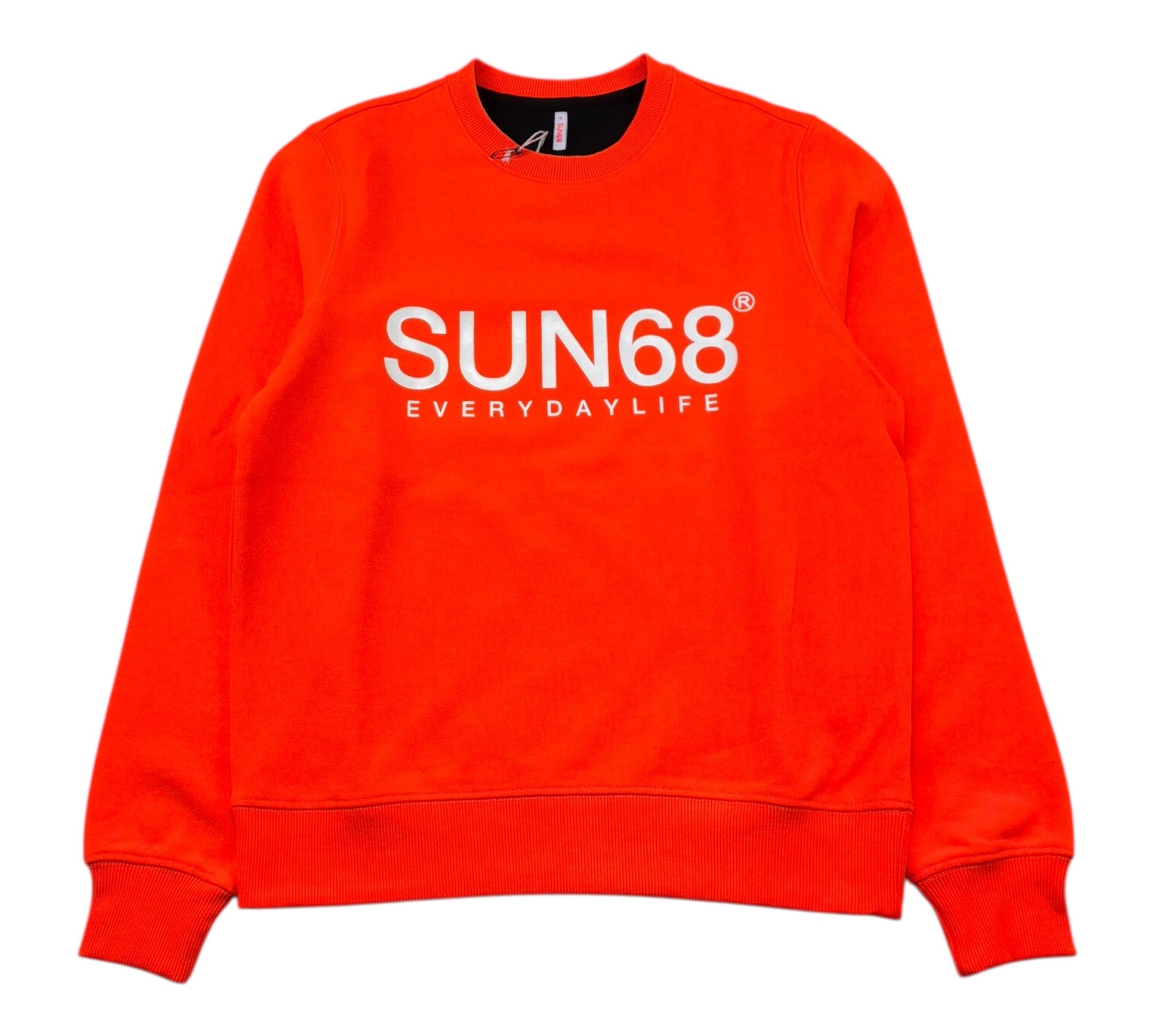 Sun68 Felpa Chiusa Girocollo Tinta Unita con Logo per Bambino F32311 ARANCIONE SUN68 