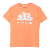 Sundek T-Shirt Girocollo Tinta Unita con Logo per Bambino B021TEJ78TC ARANCIONE FLUO SUNDEK 