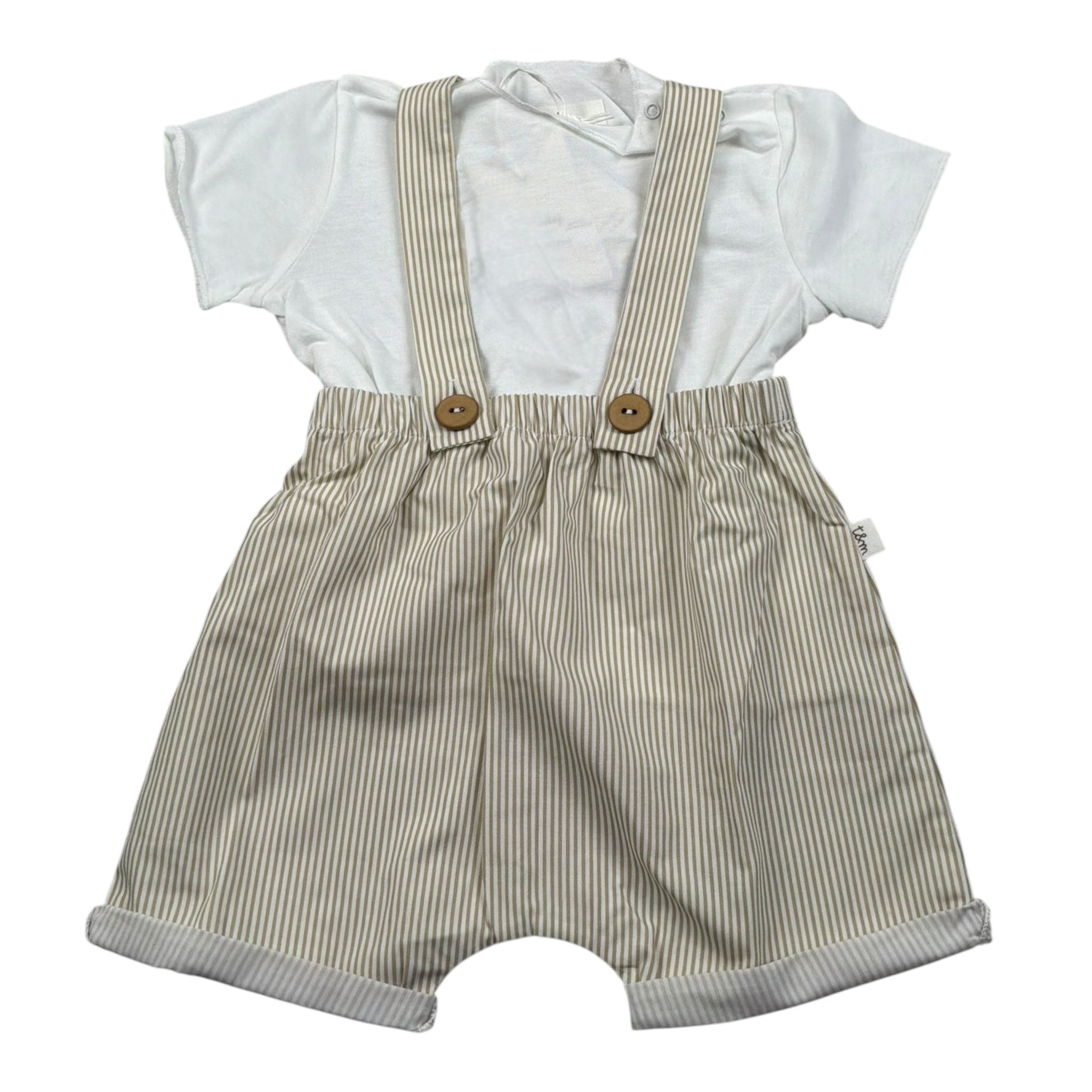 Teddy E Minou Completo 2 Pezzi T-Shirt-Salopette per Neonato E15CP066C4134 BIANCO/BEIGE TEDDY E MINOU 