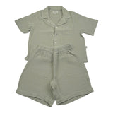Teddy E Minou Completo 2 Pezzi Camicia-Bermuda Tinta Unita per Neonato E25CP075C6041 VERDE TEDDY E MINOU 
