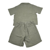 Teddy E Minou Completo 2 Pezzi Camicia-Bermuda Tinta Unita per Bambino E25CP075C6041X VERDE TEDDY E MINOU 