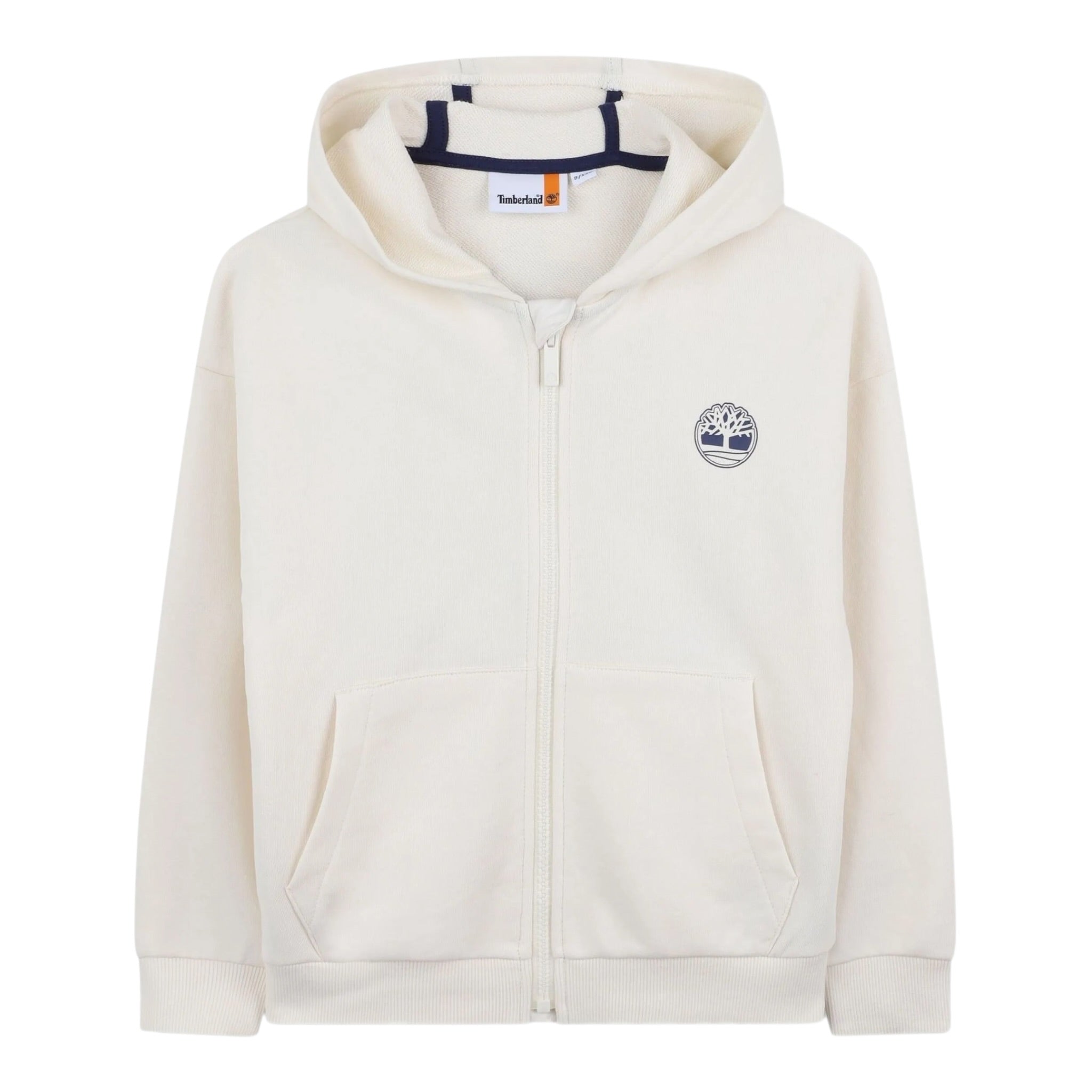 Timberland Felpa con Zip E Cappuccio Tinta Unita con Stampa Logo per Bambino T60451 PANNA TIMBERLAND 