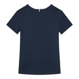 Tommy Hilfiger T-Shirt Girocollo Tinta Unita con Logo per Bambino KB0KB09356 BLU TOMMY HILFIGER 