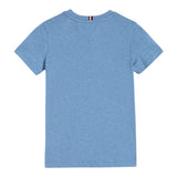 Tommy Hilfiger T-Shirt Girocollo Tinta Unita con Logo per Bambino KB0KB09362 AZZURRO TOMMY HILFIGER 